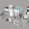 Various Small Modular Building Models With Different Designs And Structures 3d model