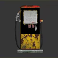 Vintage Rusted Red And Yellow Fuel Pump On Display Stand