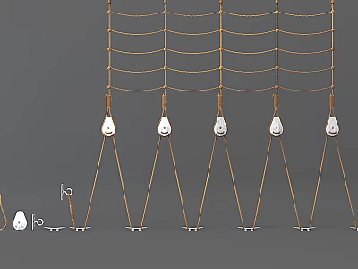 Sports Training Equipment With Orange Rope Structures And White Bases 3d model