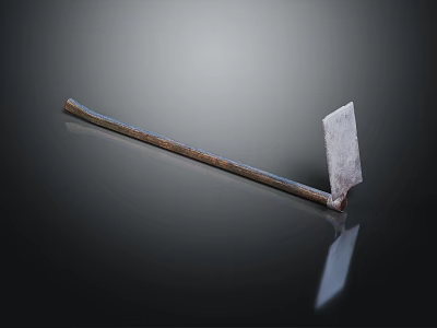 Rusty Metal Shovel With Long Handle Practical Hardware Tool For Gardening And Construction 3d model