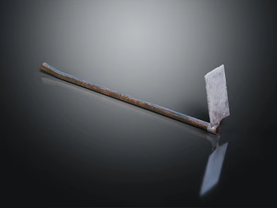 Rusty Metal Shovel With Long Handle Practical Hardware Tool For Gardening And Construction 3d model