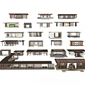 Various Outdoor Architectural Models With Different Pavilion And Rest Area Designs 3d model