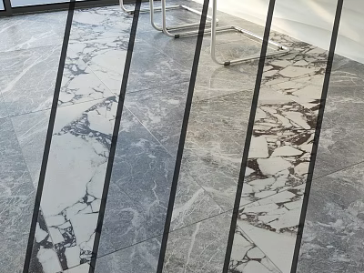 Modern Metal Partition Components With Marble Pattern Floor Tiles And Metal Furniture Legs 3d model