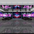 Modern KTV Lounge Interior Design With Colorful Neon Lights Large LED Screens And Comfortable Seats