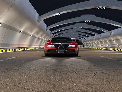 Modern Road Tunnel Infrastructure With Arched Ceilings Safety Barriers And Lighting 3d model