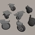 Various Metal Caster Wheels With Black Rubber Rollers And Swivel Bases