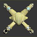 Futuristic Golden Mechanical Spider With Teal Accents And Reflective Surface