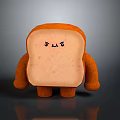 Cartoon Toast with Cute Face and Orange Plush Body as Friendly Food Character