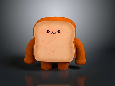 Cartoon Toast with Cute Face and Orange Plush Body as Friendly Food Character 3d model Cartoon Toast with Cute Face and Orange Plush Body as Friendly Food Character 3d model