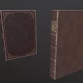 Vintage Leather Bound Books With Ornate Gold Embossed Designs On Covers
