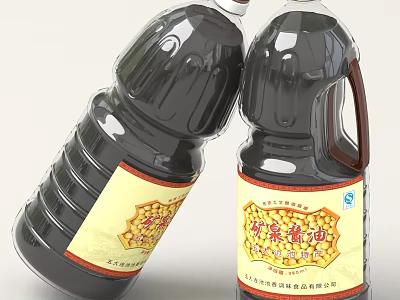 Natural Soy Sauce Bottles With Traditional Brewing Label And Packaging Design 3d model