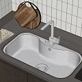 Stainless Steel Double Bowl Kitchen Sink With Modern Faucet And Cutting Board