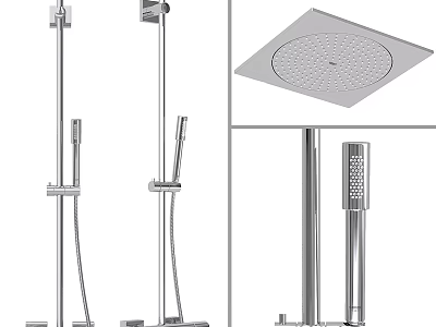 Modern Stainless Steel Shower System With Handheld And Ceiling Mounted Heads 3d model