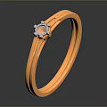 Orange Gold Ring Featuring Central Gemstone With Diamond Accents Design 3d model