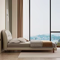 Modern Bedroom Interior With Brown Leather Padded Headboard Beige Dark Green Walls And Wall Lamp