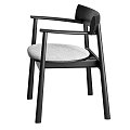 Modern Single Chair With Black Wooden Frame Armrests And Comfortable Upholstered Seat