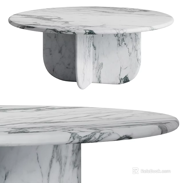 Modern Marble Dressing Table With Round Countertop And Elegant Grey Vein Texture 3d model 