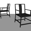 Modern Black Leisure Chair With Armrests And Minimalist Design In White Background