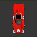 Red Racing Car With Number 7 Streamlined Design And Single Seat