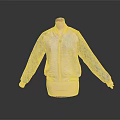 Light Pink Bomber Jacket With Blue Patterned Sleeves And Yellow Trim 3d model