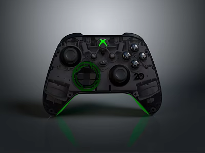Xbox Wireless Game Controller Electronic Device With Green Logo And Black Body 3d model