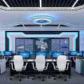 School Advanced Technology Lab Featuring Modern Workstations Digital Screens And Blue Lighting 3d model