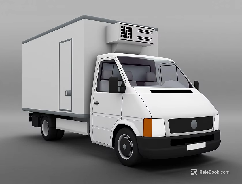 White Refrigerated Storage Locker Vehicle With Top Mounted Air Conditioning System For Transport 3d model 