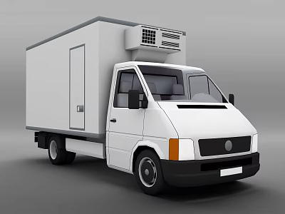 White Refrigerated Storage Locker Vehicle With Top Mounted Air Conditioning System For Transport 3d model