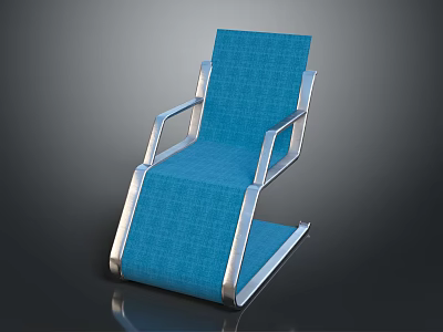 Modern Blue Chair With Sleek Metal Frame And Comfortable Fabric Seat 3d model