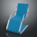 Modern Blue Chair With Sleek Metal Frame And Comfortable Fabric Seat