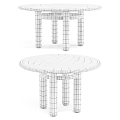 Modern Minimalist Coffee Table With Round Wooden Top And Green Brown Legs Design