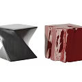 Geometric Black And Red Stools With Unique Design And Textured Finish 3d model