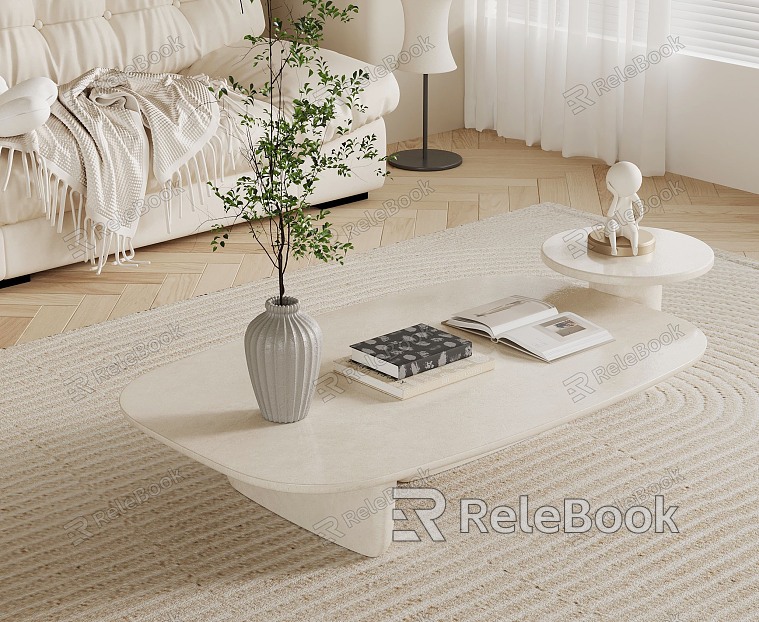 Cream wind coffee table sofa floor lamp ornaments model