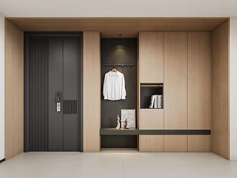 Modern Entrance Shoe Cabinet Functional Entrance Shoe Changing Stool Anti-theft Door 3d model