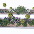 Tree Planter Landscaping with Diverse Trees Shrubs Colorful Flowers and Mulch
