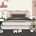 Cozy Kids Bed With Curved Headboard Crown Pillow And Stuffed Teddy Bear
