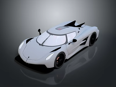 Futuristic White Sports Car With Sleek Design Black Spoiler And Shiny Surface 3d model