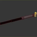 Modern Metal Weapon Design with Black Handle Silver Body and Orange Accent Features