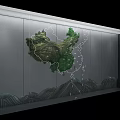 China Map Themed Background Wall With Green 3D Design And Gray Wave Pattern 3d model