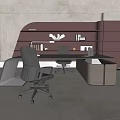 Modern Office Desk With Ergonomic Chair Built in Shelves And Minimalist Workspace