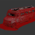 Old Worn Out Bus With Graffiti Parked On Dirt Platform View 3d model