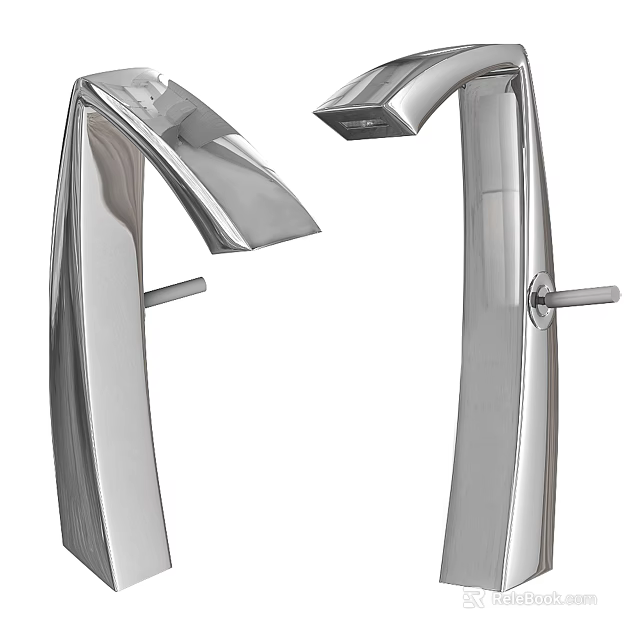 Contemporary Polished Chrome Faucet With Sleek Curved Design And Single Lever Handle 3d model 