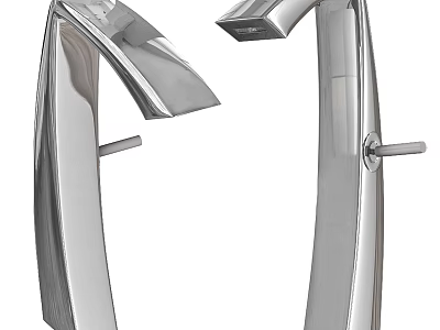 Contemporary Polished Chrome Faucet With Sleek Curved Design And Single Lever Handle 3d model
