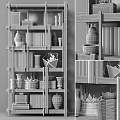 Stylish Modern Display Shelf With Gold Frame Books Decorative Vases And Succulents