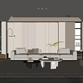 Home Living Room Sofa Coffee Table Combination Single Sofa Floor Lamp 3d model