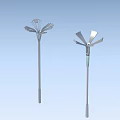 Modern Road Infrastructure Street Lamps With Multiple Light Heads And Sleek Design