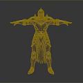 Man Wearing Black Armor With Red Details Standing Pose Arms Outstretched