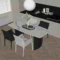 Modern Dining Table and Chair Combination Restaurant Dining Chair Dining Table Chandelier 3d model