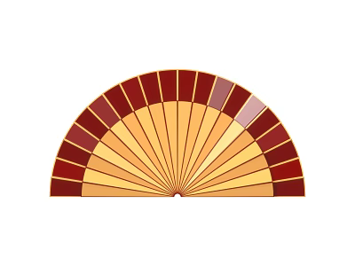 Decorative Fan Shaped Art Installation With Vibrant Red Yellow Beige Stripes And Radiating Pattern Design 3d model