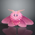 Handmade Pink Decorative Butterfly Ornament With Floral Body Blue Eyes And Feathery Antennae